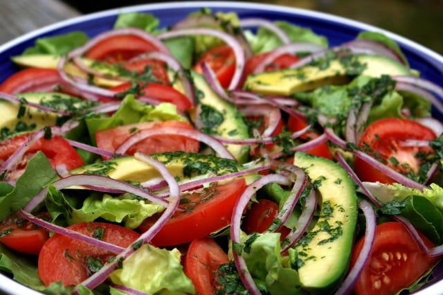 Garden salad with lime cilantro dressing
